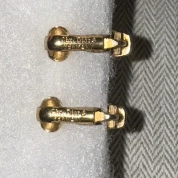 VINTAGE Christian Dior Gold Huggie Crystal Clip-on Earrings Authentic - Picture 4 of 5